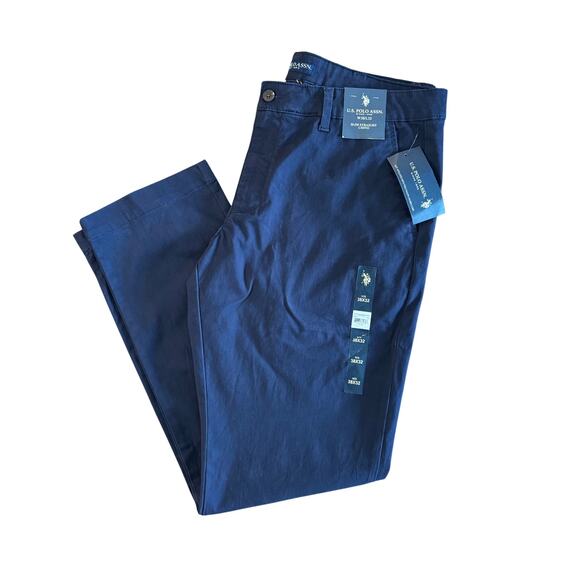 NWT U.S. Polo Assn | Autumn Navy Blue Slim Straight Chino Pants | Men’s 38x32 - Picture 9 of 9